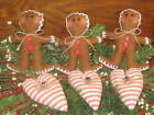 Décor de Noël pays rouge 3 charges bols à pain d'épice 3 cœurs fait main cadeau 