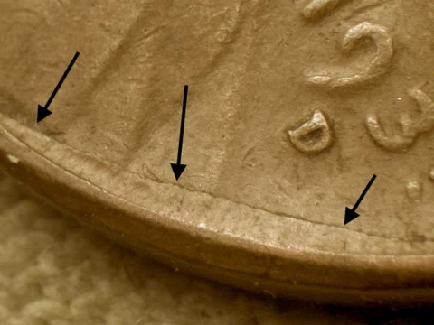 1935-D With a Cud K4 to K5:30 Fine Brown Lincoln Wheat Cent  Error Cover