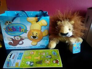 Ganz Webkinz Lion with unused  code  -Lot Of 3 Items- Plush, Gift Bag & Stickers