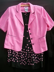 Vintage Pink & Black Suit R&K Originals Size 8 Petite Made in Vietnam - Picture 1 of 12