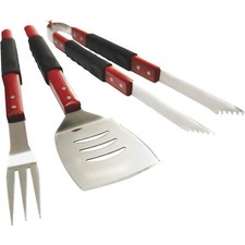 3 Pk GrillPro High-Quality Wood Handle Stainless Steel 3-Piece Bbq Tool Set