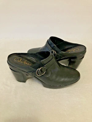 Zapatos de cuña zueco de cuero negro Cole Haan para mujer talla 5,5 B D32475 Foto 1 de 4