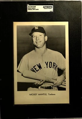 SGC A - MICKEY MANTLE 1966 Edición del Equipo NUEVA YORK YANKEES HOF con 3 murciélagos ¡RARO! ¡LIMPIO! Foto 1 de 3