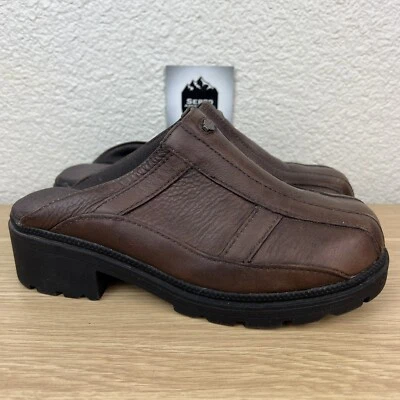 Zuecos de mula de cuero marrón Harley Davidson Y2K para mujer talla 6,5 Foto 1 de 4