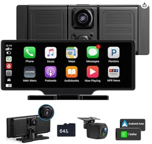 10.26" Car Portable Wireless Apple CarPlay Android Auto FM Touch Screen Radio US - Picture 1 of 11