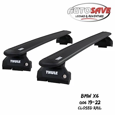 Juego de barras de techo negras Thule aluminio Evo para BMW X6 G06 19-22 riel cerrado Foto 1 de 4
