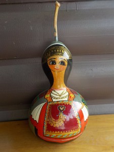 Hand Painted Gourd Signed Helen Karaguna No.40 Wedding Dress