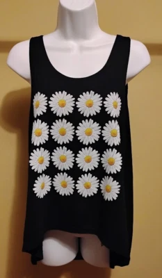 NUEVO CON ETIQUETAS 2KUHL Para Mujer Camisa Top Sin Mangas Floral Negra Talla: L Foto 1 de 4