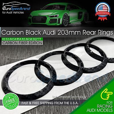 AUDI Carbon Black 203mm Rear Rings Trunk Lid ...