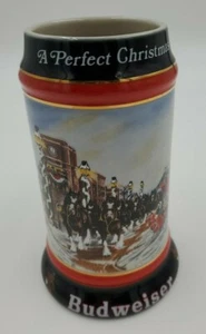 1992 " A Perfect Christmas " Budweiser Beer Holiday Stein - Picture 1 of 6