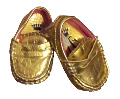 Zapatos de cuna dorados de alta costura jugosos infantiles talla 3 brillantes con asa sin cordones con alta costura Foto 1 de 4