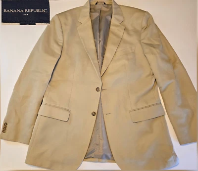 Blazer Banana Republic Lino Algodón Hombres 44L Beige Tostado Caqui Abrigo Deportivo Chaqueta Foto 1 de 4