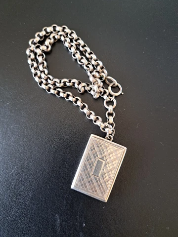 ANTIQUE VICTORIAN VINAIGRETTE BOOK LOCKET&CHAIN SILVER & GOLD GILT EXCEPTIONAL Cover