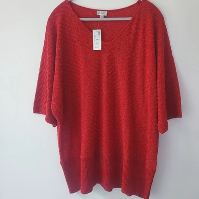 Top Avenue Rojo Brillante Cuello en V Manga Kimono Vacaciones Informal Formal Talla 22/24 Foto 1 de 4