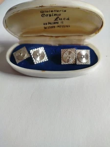Gemelli Oro Bianco Stile Art Decò - Vintage 18 Carati  Brillantini Peso 10,7... - Imagen 1 de 17
