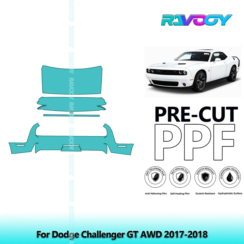 Kit de protección de pintura precortada PPF para Dodge Challenger GT AWD 2017-2018 Foto 1 de 4