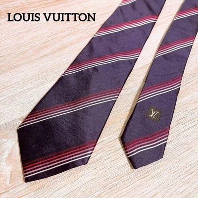 Corbata Louis Vuitton patrón a rayas LV 100 % seda púrpura para hombre Foto 1 de 4