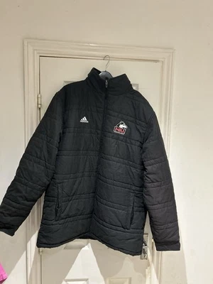 Adidas Padded Winter Jacket , Black Embroidered Logo. Men’s Size L.  NIU Tennis - Image 1 of 4