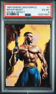 PSA 6 SKY BOX 1996 MARVEL MASTERPIECES BISHOP/BEAST #1 DOUBLE IMPACT 341 - Image 1 of 2