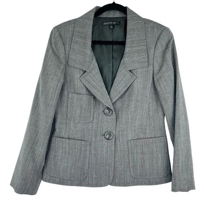 Lafayette 148 Blazer Sz 4 Grey Virgin Wool Blend Lightweight Classic Academia - Image 1 of 4