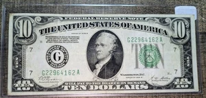 Series 1928 B $10 Ten Dollar Redeemable In Gold Federal Reserve Note - Picture 1 of 3
