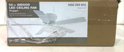 Hugger LED 52" Ceiling Fan White Finish With Frosted Opal Glass SEALED - Image 1 of 3