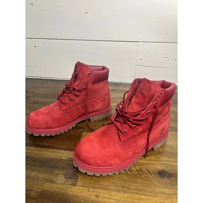 Timberland Botas Juveniles Talla 4.5 Rojo Gamuza Cuero Tobillo Clásico Premium Foto 1 de 4