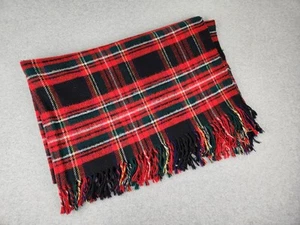 Vintage Troy Tartan Classic Plaid Wolle Made USA Picknick Freizeit Foto Fransen Decke - Bild 1 von 4