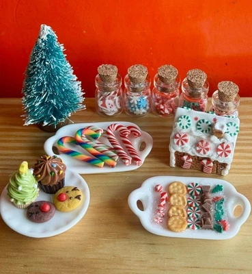 Artisan Made Dollhouse Miniature Gingerbread House Decorating cookies tray candy