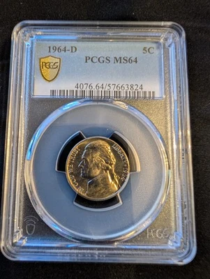 1964-D, Jefferson Nickel, graduado, MS64 Foto 1 de 2