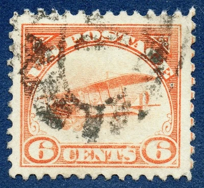 [v925] USA 1918 Scott#C1 used 6¢ orange cv:$28 - Image 1 of 3