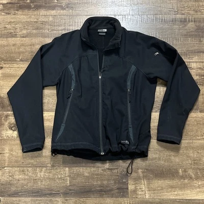 Chaqueta REI Mujer Grande Negra Gris Acentos Polar Forrada Bolsillos Resistente al Agua Foto 1 de 4