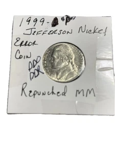 RARE 1999-P Jefferson Nickel Error Coin Repunched Mint Mark RPM DDO DDR SEE PICS - Picture 1 of 18