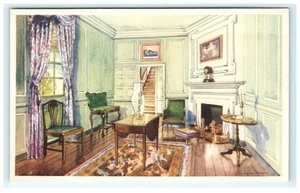 Vintage 1934 Martha Washingtons Wohnzimmer Mount Vernon Postkarte - Bild 1 von 2