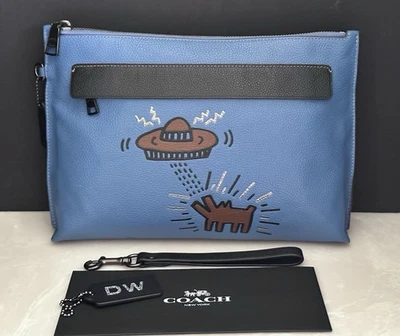 COACH X KEITH HARING LARGE DOG BARKING AT UFO ZIP POUCH 29563 RARE! - Image 1 of 4