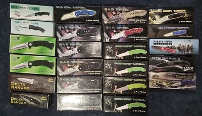 LOTE 9 - 23 CUCHILLOS PLEGABLES ESCARCHA CUBIERTOS 4"-5" Foto 1 de 4