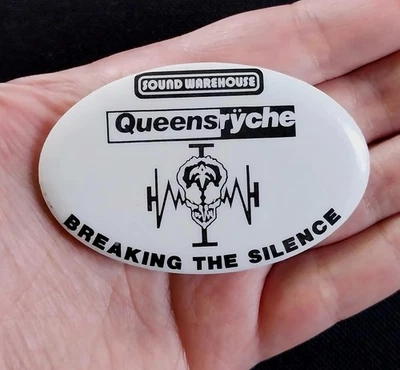 RARE QUEENSRYCHE BUTTON OPERATION MINDCRIME BREAKING THE SILENCE PROMO PIN BADGE - Image 1 of 4