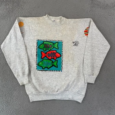 Sudadera De Colección Pacífico Sur Para Hombres XL Gris Cuello Redondo Ocean Fish Velero Años 90 Foto 1 de 4