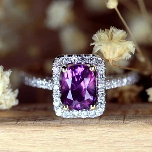Certified Natural Purplish Pink Sapphire Natural Diamond 18K Gold Ring 1.45 TCW - Picture 1 of 6