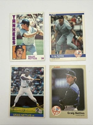 Lote de 4 tarjetas de béisbol Graig Nettles 1983, 1984, Fleer, Donruss, Topps casi nuevo Foto 1 de 4