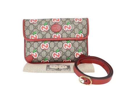 Bolsa de cinto de lona GUCCI Apple intertravada GG Supreme multicolorida 625233 do Japão - Imagem 1 de 4