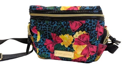 Bolso de almuerzo Betsey Johnson Cube azul leopardo rosa lazos amarillo aislado Foto 1 de 4