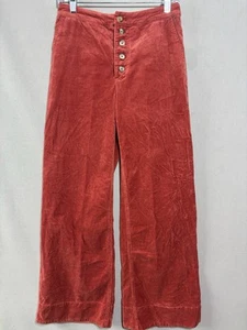Pilcro & The Letterpress Pants Anthropologie Orange Corduroy Wide Leg Size 27 - Picture 1 of 10