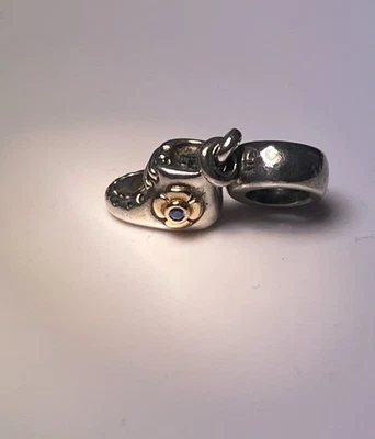 Pandora Sterling Silver & 14k Gold Baby Boy Bootie Dangle Charm 790403CZB - Image 1 of 4