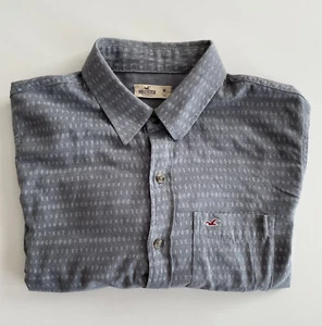 Genuine Hollister Long Sleeved Shirt Grey Patterned Mens Medium Size USED - Picture 1 of 12