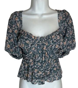 ASTR Cottagecore Top Size Small S Blue Pink Black Floral Claremont Bustier - Picture 1 of 5