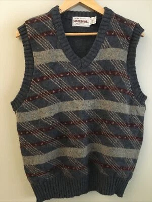 Chaleco Suéter McGregor Para Hombres Gris Mezcla Lana Argyle Talla L Foto 1 de 3