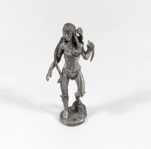 GALLO PEWTER J. Guthrie Amazon Warrior Priestess w/ Dragon Figurine 1988 Vintage - Picture 1 of 3