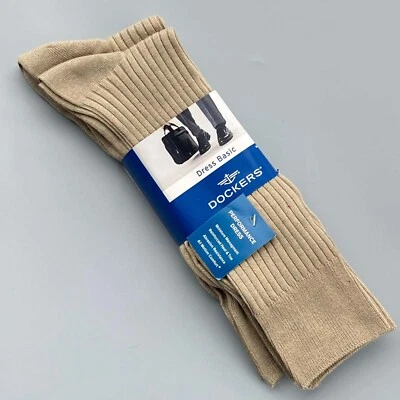 Dockers Men's Dress Basic Crew Socks Khaki - 3 Pairs Brown, Size 8-12 - Изображение 1 из 4