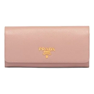 Prada Saffiano Sand Beige Rosso Red Multicolor Wallet NEW - Picture 1 of 6